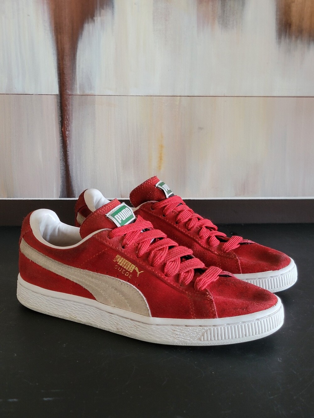 PUMA Suede Classic Lace Up Womens Red Sneakers Casual Shoes Size 5.5